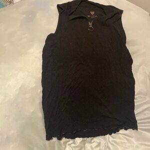 sleeveless, zip-up top